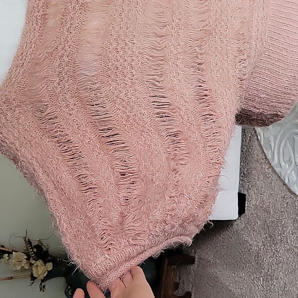 Puff & Bear Blush / Peach  Color Fuzzy Sweater - Picture 6 of 10